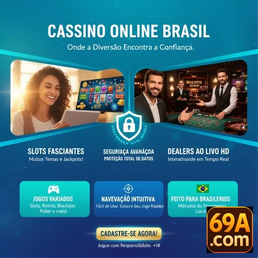 Ilustração de Explore Slots e Recompensas VIP no 69a