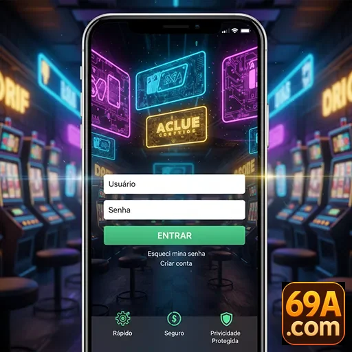 Ilustração de Explore Slots e Recompensas VIP no 69a